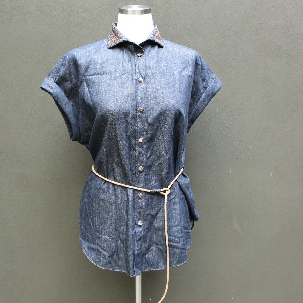 Brunello Cucinelli top with beaded collar